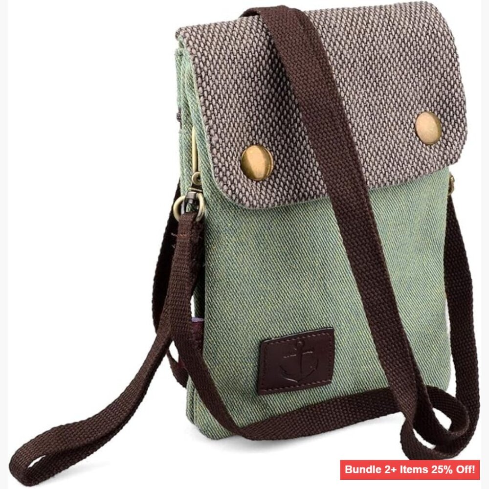 Canvas Mini Crossbody Phone Bag with Adjustable Strap for Women